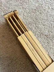 4 Bamboo Expandable Drawer Dividers Adjustable 13.25-17.25” Natural Wood Color