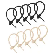 30pcs Silicone Cable Ties 7 Inch Wire Zip Ties Twist Ties Black & Light Brown