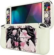PlayVital ZealProtect Soft Protective Case for Nintendo Switch OLED, Flexible Protector Joycon Grip Cover for Nintendo Switch OLED with Thumb Grips & ABXY Direction Button Cap - Darkling Sheep