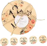 JOINPAYA Wooden Baby Milestone Cards Double-Sided Monthly Milestone Wooden Signs Baby Shower Decor