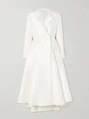 [Halfpenny London] Halfpenny London - Sophie Double-breasted Pleated Mikado Midi Dress - Ivory - 4 4 Ivory