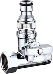 Three-Way Ball Valve, Thickened Copper Live Joint Faucet Angle Valve Washing Machine Pipe One Into Two Out with Switch Water Valve Shunt Connector(C)