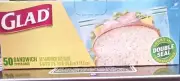 Glad FLEX N SEAL Sandwich Zipper Bags, 16.8 cm X 14.9 cm, 12 oz, 50 Ct
