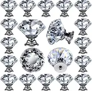 26 pcs Glass Cabinet Knobs Crystal Drawer Pulls Clear 30 mm Diamond for Kitchen, Bathroom Cabinet, Dresser and Cupboard by DeElf