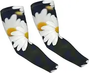 [FHEDVBN] Flowers Daisy Arm Sleeves Compression Arm Covers for Men Women Outdoor Sun Sleeves Cooling Sports Sleeve, Black