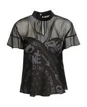 Short-sleeved blouse 1,2,3 Black