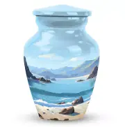 Sunny Coastal Cliffs Mini Keepsake Urns Ashes Holder Burial For Human 3 inch