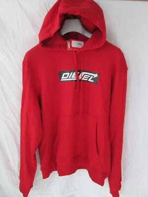 NWT Men's DIESEL S-Ginn Red Pullover Hoodie Sweatshirt Jacket Size XXL