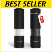 Sleek Salt and Pepper Grinder Set with Adjustable Ceramic Mill - Carbon Black