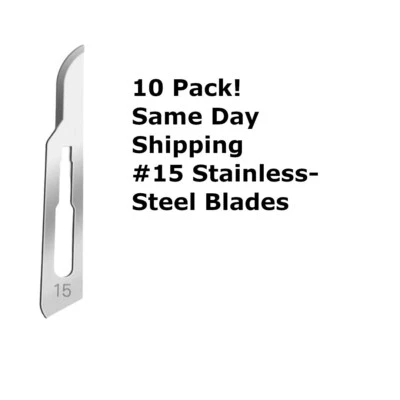 10 Pack #15 Scalpel Blade, Surgical Dental Stainless Steel Scalpel Blade #15