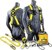 KwikSafety (Charlotte, NC) THUNDER KIT | 3D Full Body Safety Harness, 6' Lanyard, Tool Lanyard, 3' Cross Arm Strap Anchor ANSI OSHA PPE Fall Protection Arrest Restraint Construction Roofing Bucket
