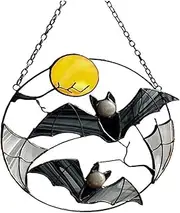 Sun Catchers Window Hangings Stained Panel Stained Suncatcher Bat Moon Halloween Picture Home House Decor Panel Ornament Home Office Home Decoration