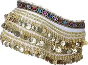 [Oshhni] Belly Dance Hip Scarf Bellydance Hip Belt Costume Dancewear Sequins Skirt Waist Chain for Stage Performance Rumba Women Girls