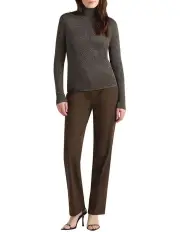 [David Lawrence] Flores Sparkle Roll Neck Knit in Dark Hickory