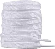 [Zodaqian] 4Pcs Flat Shoe Laces, White Elastic Shoe Laces, Double Layer Fine Weave Flat Shoestrings for Adults or Kids' Sneakers, Board Shoes, Flat Shoestrings or Running Shoelaces Replacement