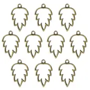 10Pcs Maple Leaf Shaped Alloy Open Back Bezel Pendants Resin Frame, Bronze