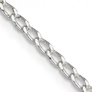 16 Inch Sterling Silver 2mm Open Elongated Link Chain