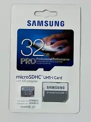 New Samsung 32GB PRO UHS-I microSDHC Memory Card MB-MG32EA/AM