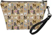 [PIHNSDUA] Cosmetic Bag for Women Travel Makeup Bags Water Resistant PU Leather Small Pouch Bag with Zip, Poodle, one size, Casual Handbag