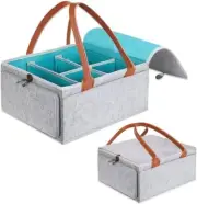 TINY SPARK Baby Diaper Caddy Organizer with Lid,Large Diaper Caddy with 7 Pocket