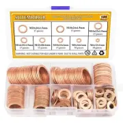 150 PCS 8 Sizes Copper Metric Sealing Washers Flat Washers Assortment Kit
