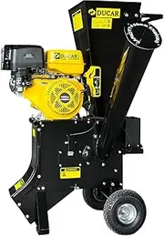 Ducar 89mm Key Electric Start Wood Chipper 420cc 15HP 4-Stroke Engine Unleaded Petrol Garden Shredder Mulcher Grinder - 601C Black