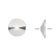 Bead Cap, 300 Silver Plated Steel 7x2mm Smooth Cone to Fit 8-10mm Beads NS