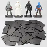 FIGURESLAB Star Was Black Series 6 inch Action Figure Stand, 1/12 Scale Original Support Display Feet Stands with Multi-Pegs, Figures Toy Organizer Bases Holder Accessories - Black Square - 32Packs