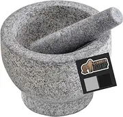 Gorilla Grip 100% Granite Slip Resistant Mortar and Pestle Set, Stone Guacamole Spice Grinder Bowls, Large Molcajete for Mexican Salsa Avocado Taco Mix Bowl, Kitchen Cooking Accessories, 2 Cups, Gray