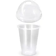 500 X Drinking Cups Clear Pp With Clear Dome Lid 15Oz / 425Ml