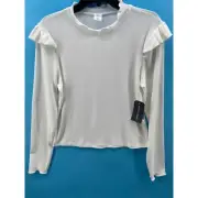 NWT Melrose and Market Shirt Womens L Ivory Long Sleeve Turtle Neck Long Sleeve