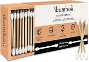Ibambo 500 Pack Bamboo Cotton Swabs - Double Tipped Cotton Buds for Ear Cleaning | Bamboo Swabs for Beauty, Personal Care, Arts & Crafts | Hypoallergenic & Ecofriendly, Suitable for All Ages and Pets