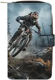 [LQPMNK] PU Leather Wallet, Mountain Bike Tournament Print Wallet with Multiple Slots Elegant Wallet Business Wallet Travel Wallet Bifold Wallet, 19.7x11x3.5cm, style, style, 19.7x11x3.5cm, Minimalist