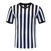 Short Sleeve Shirt Football T-shirt Black White Stripe Comfortable Wear