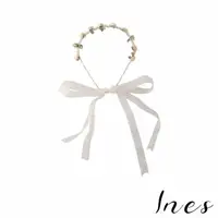 在飛比找momo購物網優惠-【INES】復古甜美珍珠立體玫瑰花飄帶蝴蝶結造型髮箍 髮圈(