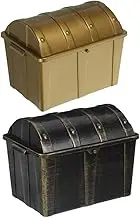 SOPOTUTU 2pcs Treasure Chest Boxes Vintage Plastic Storage for Classroom Rewards Pirate Party Favors Safe Imaginative Design with Rounded Edges for Creative Play