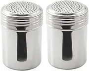 Great Credentials© Stainless Steel Versatile Dredge Shaker, Salt, Sugar, Shakers 10 Oz. Each Set of 2 (Without Handle)