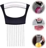 Onion Cutter Fork, Food Slice Assistant Onion Holder Slicer - Stainless Steel Vegetable Holder Tomato Slicer Meat Slicer, Cutting Kitchen Gadget Onion Cutter,Kitchen Vegetable Slicing Aids (1pcs)