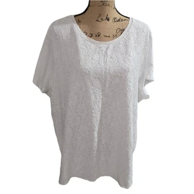 Talbots White Lace Beach Summer Nautical Shirt Plus Size 3X New!