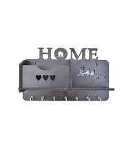 Wooden Wall Shelf Key Holder Mobile Stand With Hooks For Home & Office Door