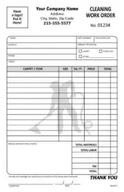 1000 Carpet Cleaning Forms / 2 Part Carbonless / 5.5 x 8.5 / TMG077