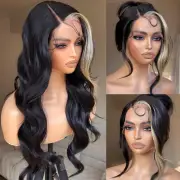 Skunk Stripe Wig Lace Front Wig Pre Plucked, Synthetic Lace Front Wigs for Wo...
