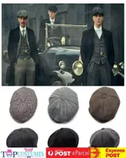 Newsboy Gatsby Cap Tweed Herringbone Cabbie Flat lvy Hat Golf Driving Beret