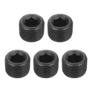 5Pcs Socket Pipe Plugs, NPT 1/8"Carbon Steel Hex Thread Pipe Caps, Black