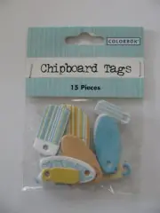 Colorbok CHIPBOARD TAGS Blue 15 Pieces NIP