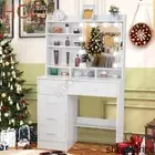 Vanity Set with Led Lights Sliding Mirror Makeup Dressing Desk Table 5 Drawers