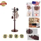 Natural Birch Wood Coat Stand with Vintage Round Base - Load Capacity 180 lbs
