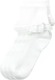 [Jefferies Socks] Big Girls' Chantilly Lace Socks (Pack of 3)