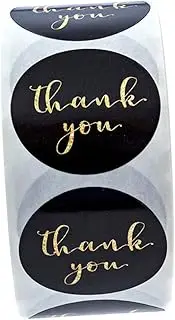 SMASOLO 1 Roll 500pcs Thank You Label Sticker Pellet Plain Circle Stickers Wax Wed Graduation Craft Kit Seal Packing Labels School Winner Vinyl Name Tag Self-Adhesive DIY Sticker Black