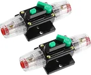 INFINAUTO 2 Pcs DC 12V- 48V 30Amp Car Reset Circuit Breaker Black Green Stylish Design